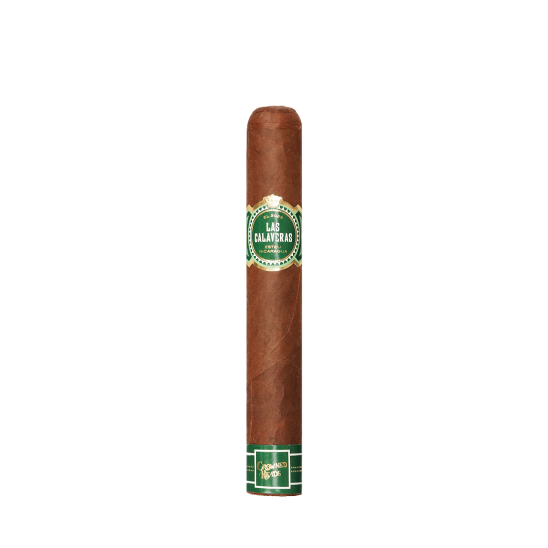 Cigar with 'La Calavera' label on a white background