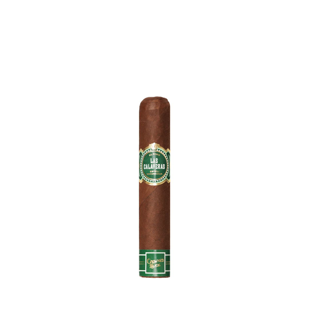 Cigar with 'Las Calaveras' label on a white background