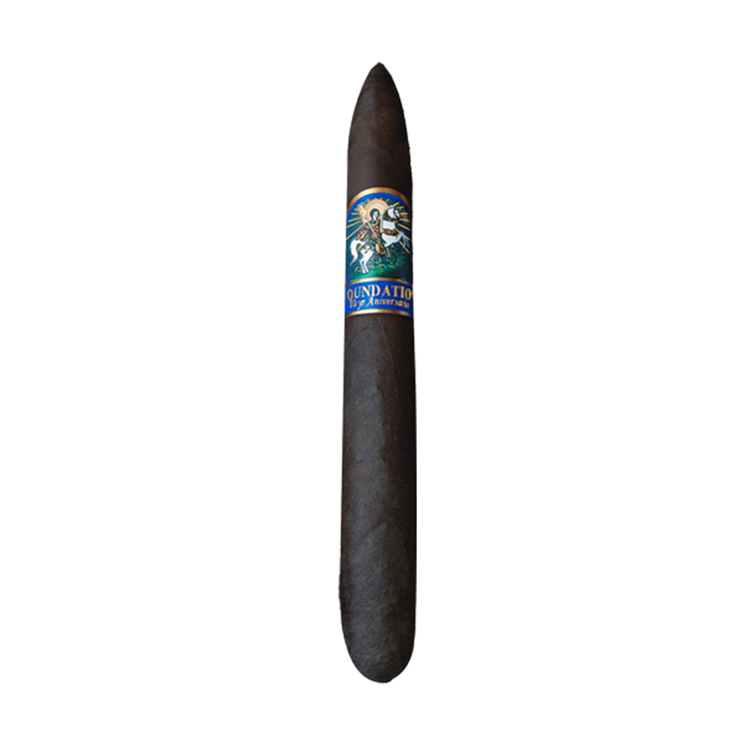 Cigar with a label on a white background