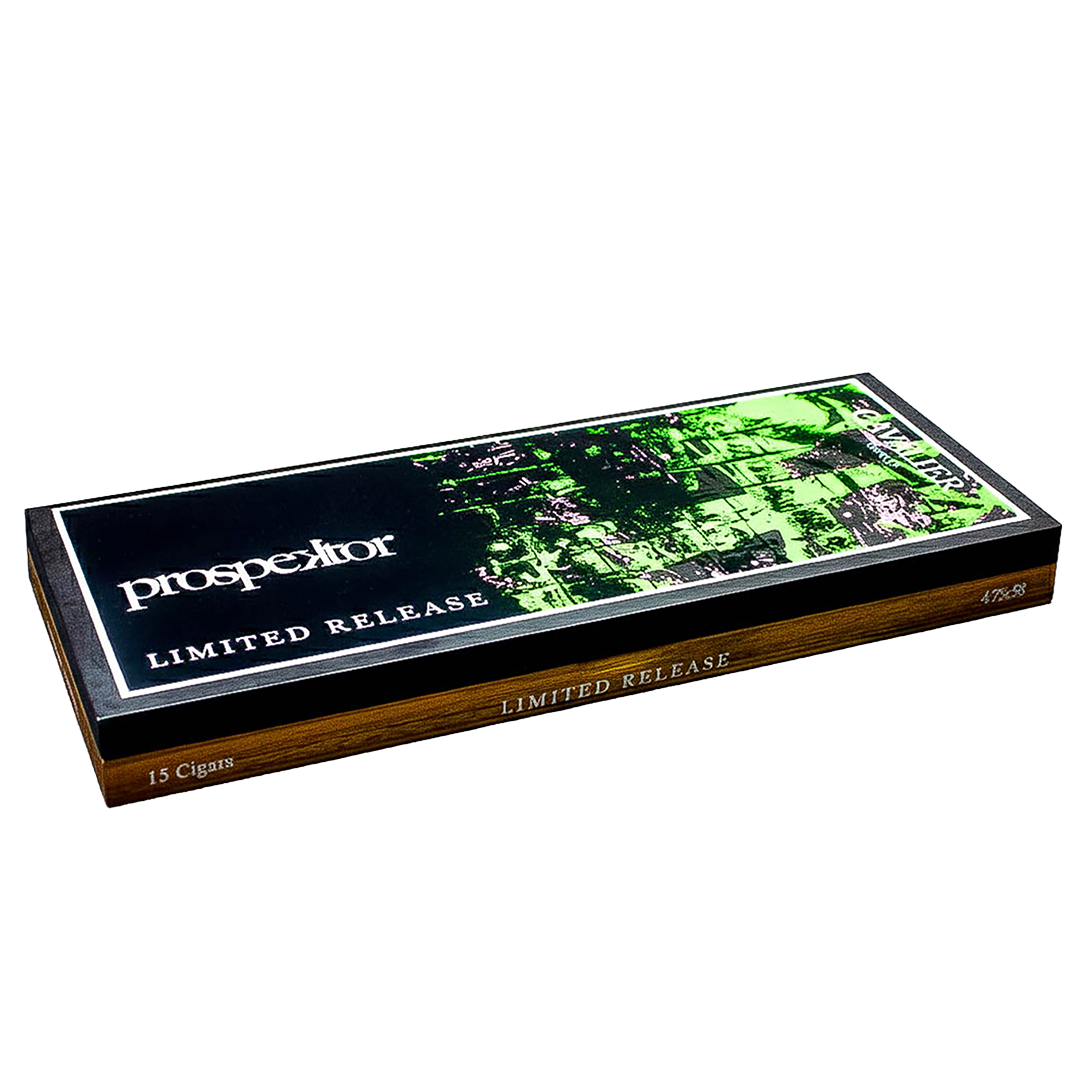 Cigar box with 'Prospector' branding and 'Limited Release' text on a white background