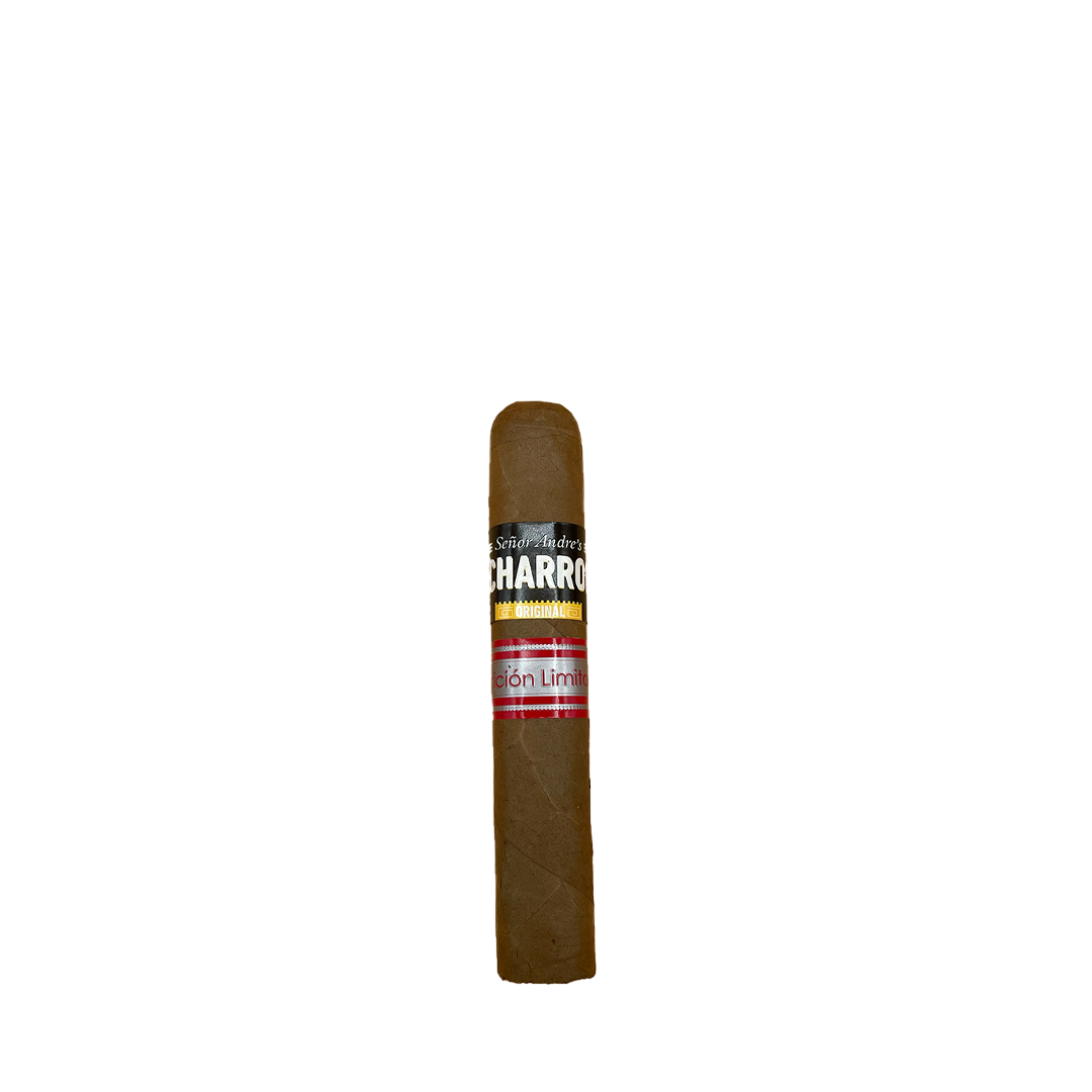 Cigar with a label on a white background