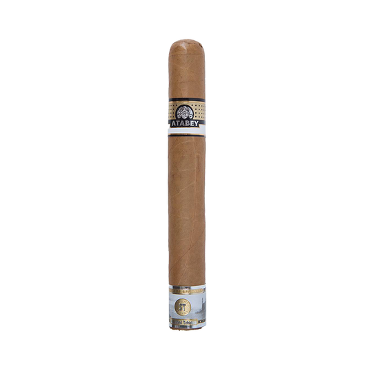 Cigar with a visible brand label on a white background