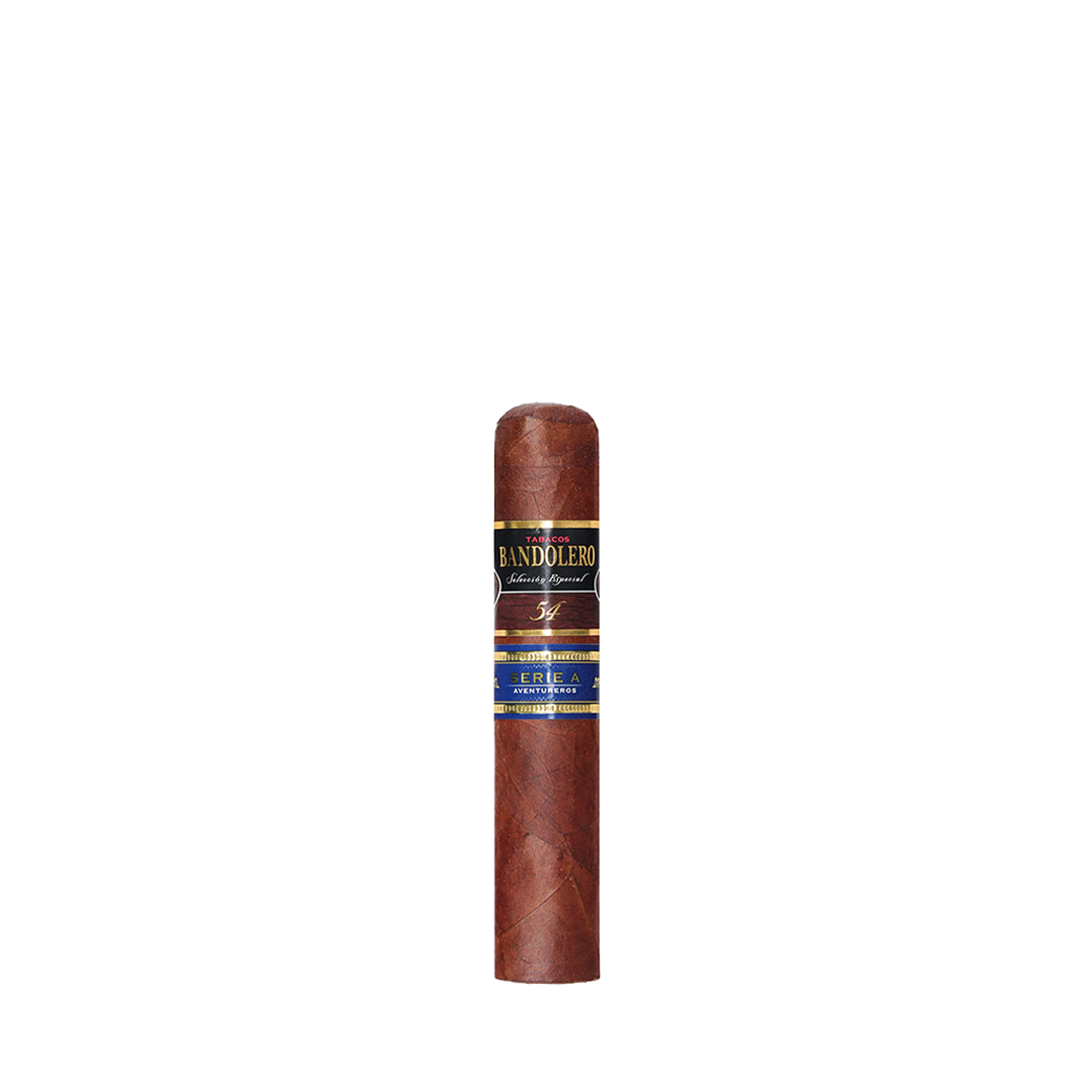 Cigar with 'Bandolero' label on a white background