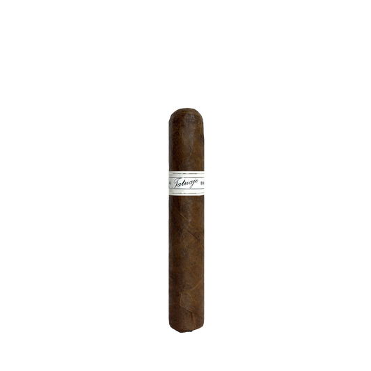 Single cigar with a label on a white background
