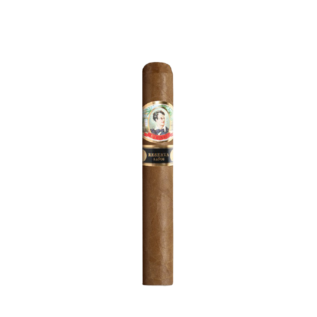 Cigar with a label on a white background