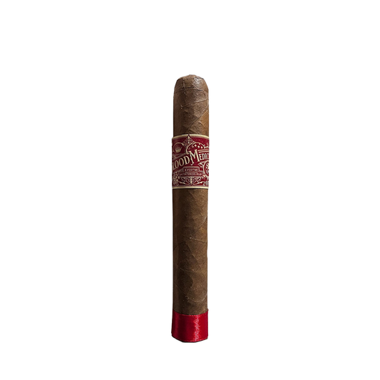 Cigar with a red band on a white background