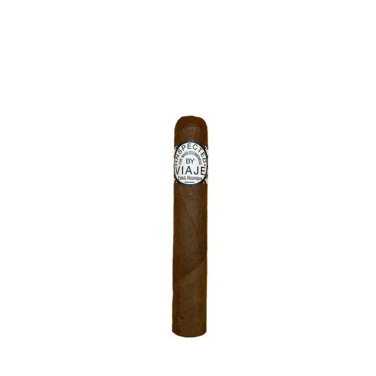 Cigar with 'By Viaje' label on a white background