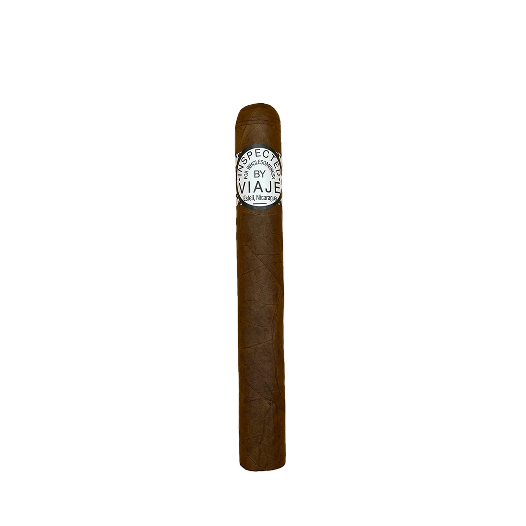 Cigar with 'Viaje' label on a white background