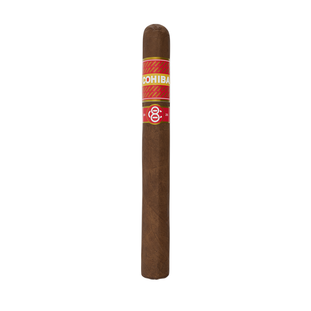 Cigar with Cohiba label on a white background