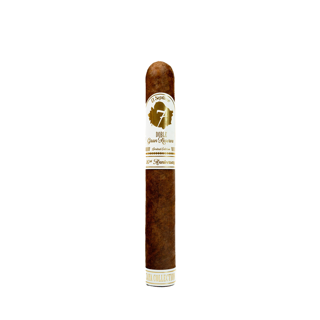 Cigar with a label on a white background