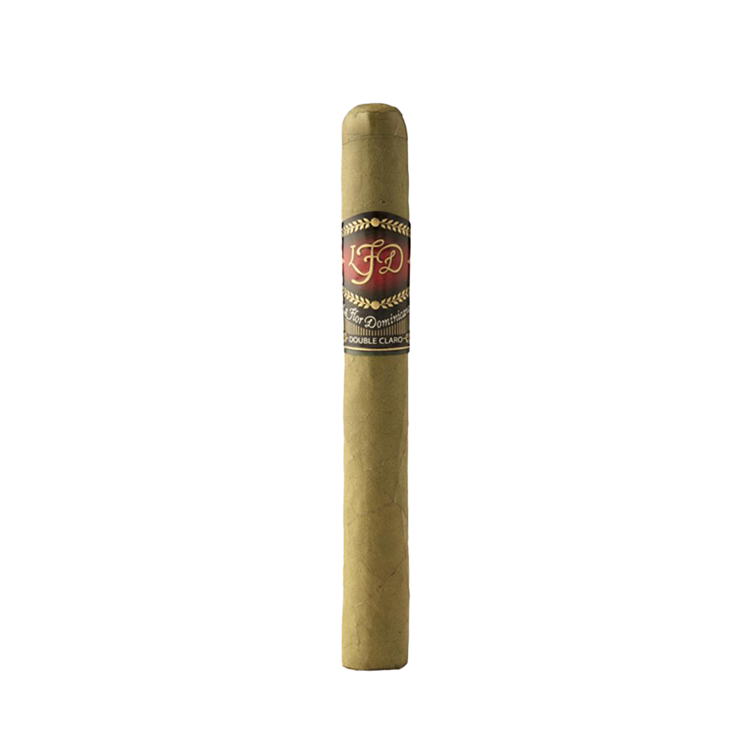 Cigar with a band featuring text on a white background