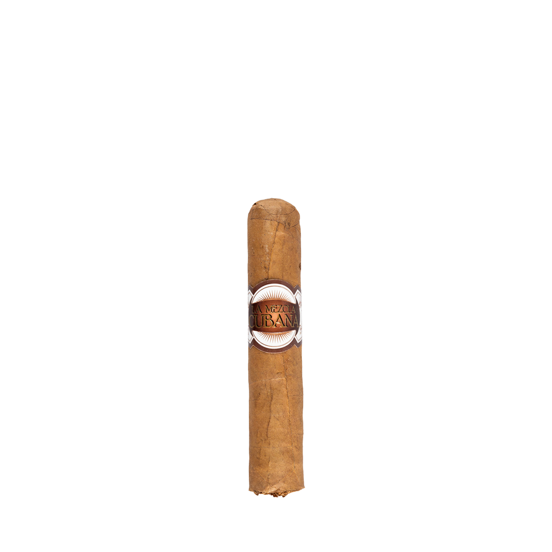 Cigar with a visible label on a white background