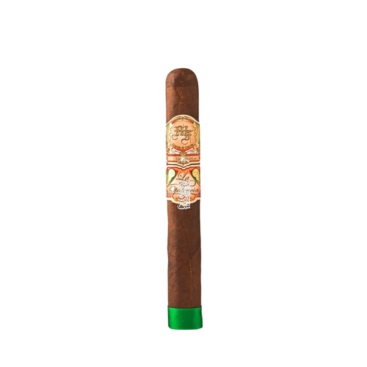 Cigar with a label on a white background