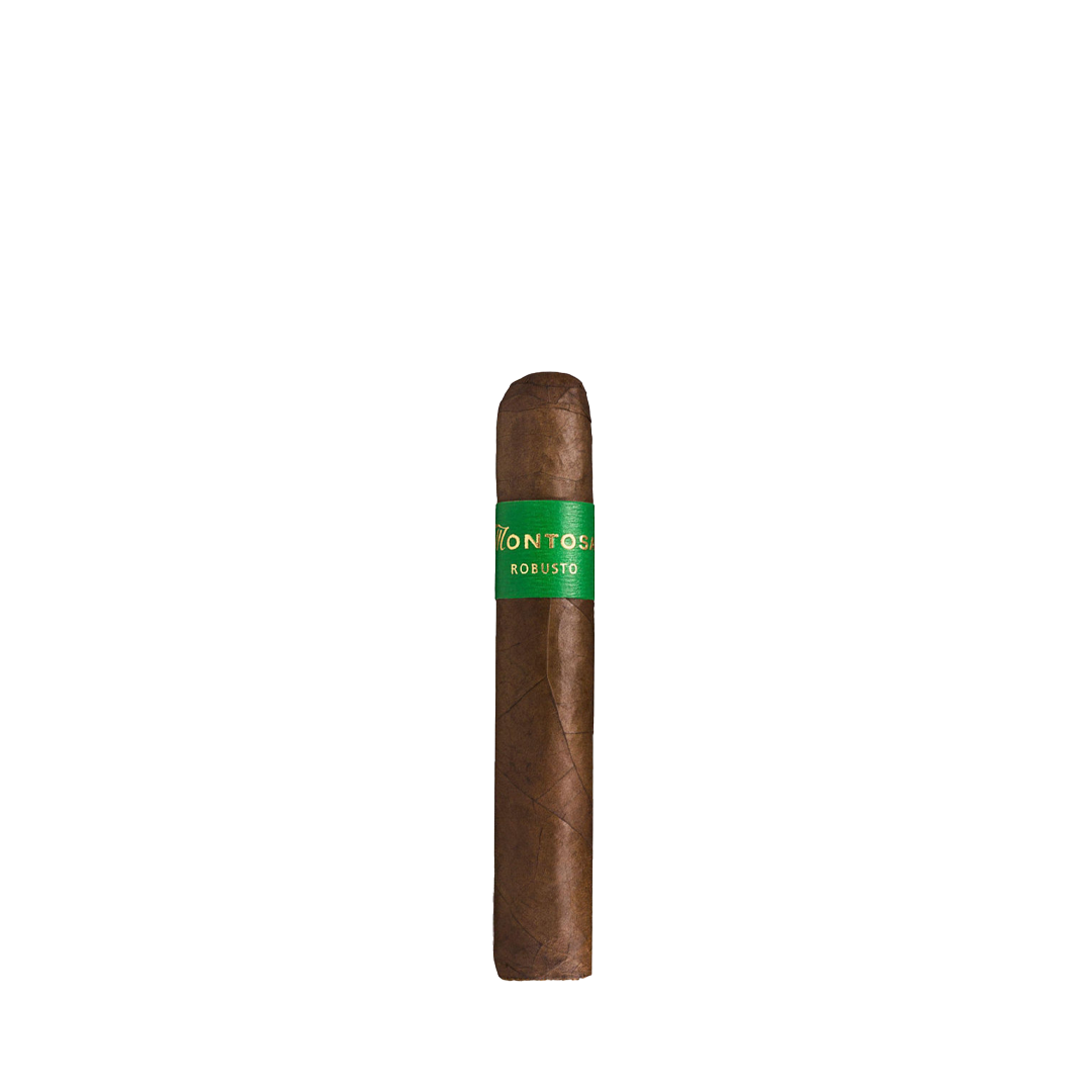 Cigar with a green label on a white background