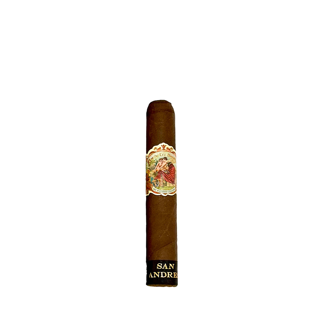 Cigar with 'San Andres' label on a white background