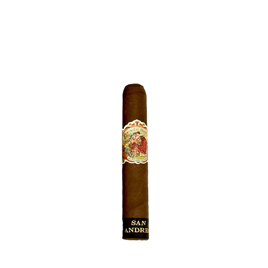 Cigar with 'San Andres' label on a white background