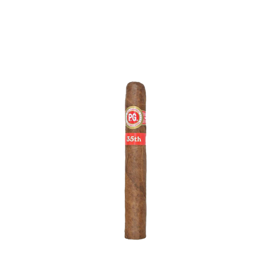 Cigar with a red label on a white background
