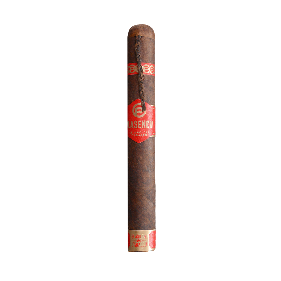 Cigar with a red label on a white background