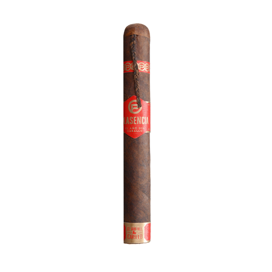 Cigar with a red label on a white background