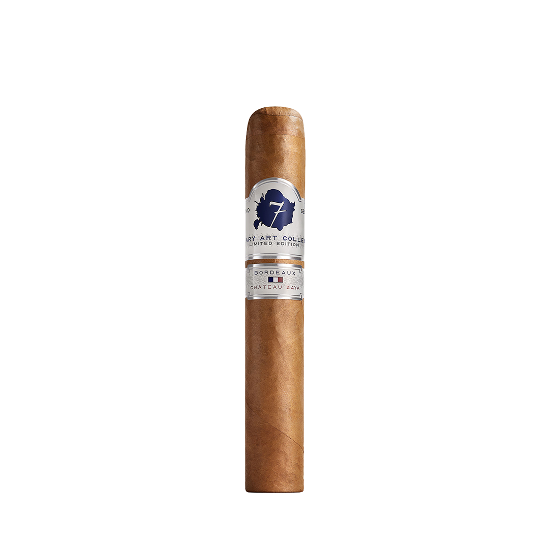 Cigar with a label on a white background