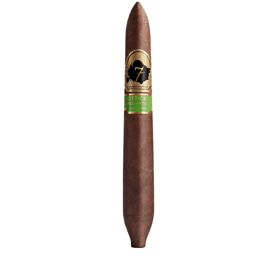 Cigar with a label on a white background